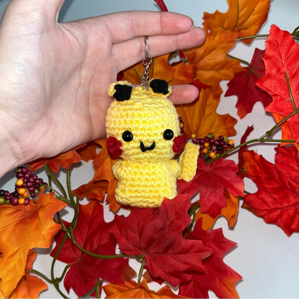 Crochet Pikachu Keychain Handmade